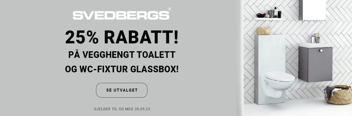 WC-Fixtur | 25% rabatt | Vegghengt toalett | Glassbox | Svedbergs | VVSkupp